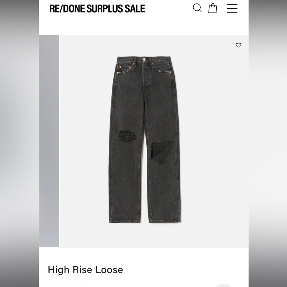 RE/DONE 90s High Rise Loose Washed Black Jeans.